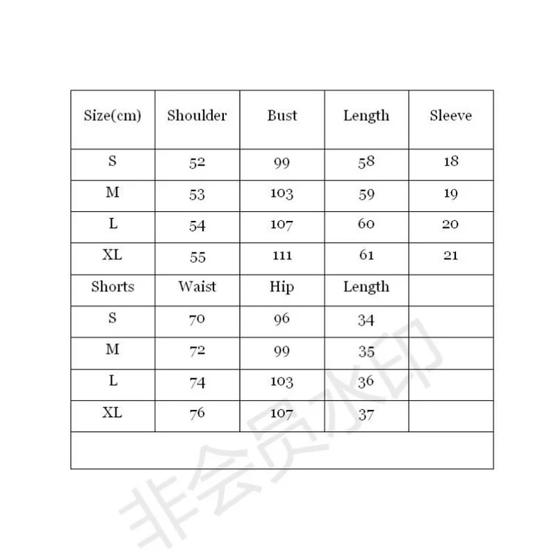 Женский комплект из двух предметов футболка с коротким рукавом и шорты Размеры
