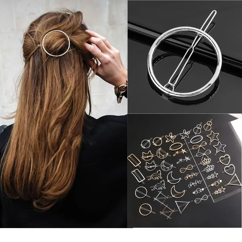 

1PCS Fashion Girl Metal Frog Triangle Crown Moon Hairpin Female One Word Clip Simple And Chic Bangs Clip Hair Accessories Gift