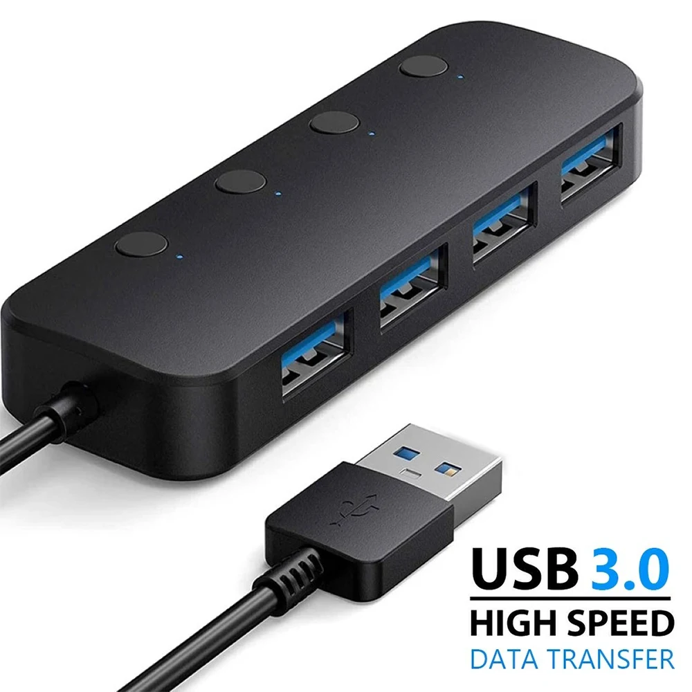 

Высокоскоростной разветвитель USB 3,0 на 4 порта для передачи данных, ABS-кабель, Разветвитель USB на USB 3,0, концентратор для компьютера, ноутбука, к...