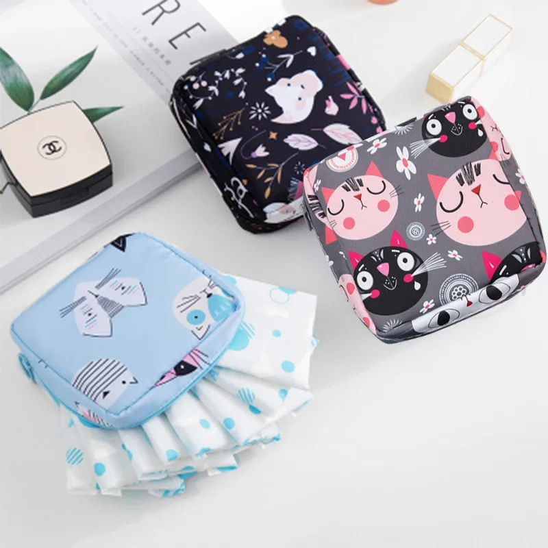 

1PC Multi Sanitary Napkins Bag Portable Storage Bag Reusable Travel Cotton Zipper Purse Sundries Storage Bag Orgainze For Women
