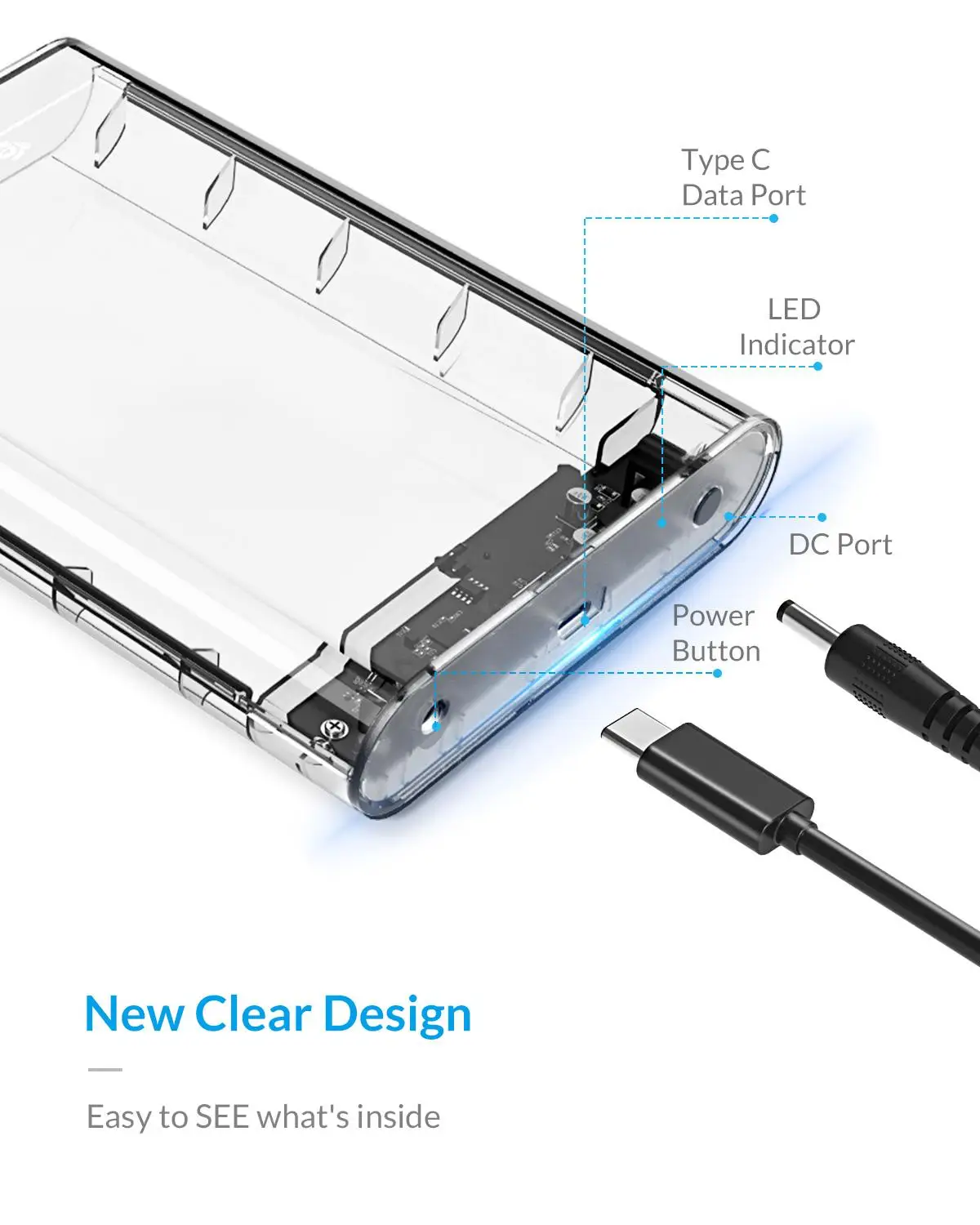 Прозрачный корпус для жесткого диска ORICO 3 5 дюйма с SATA на USB 1 адаптер SSD 12 ТБ