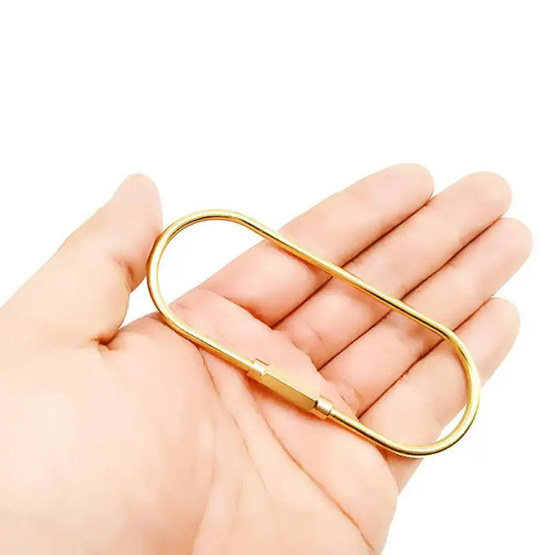 Латунь Брелок d-образная брелок Золотой Кемпинг Карабинер для выживания