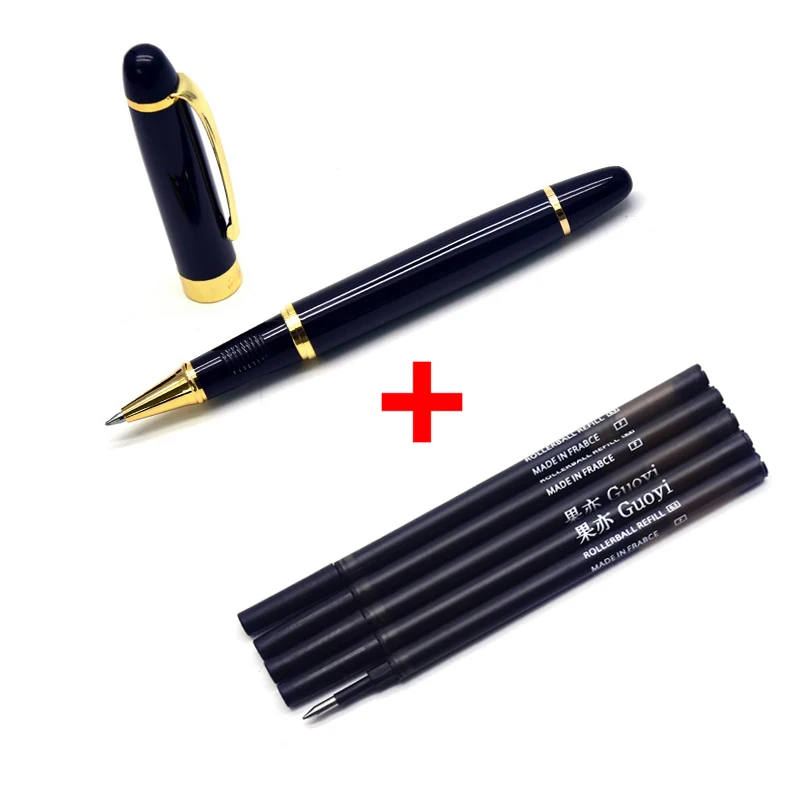 black - 5 Black ink Guoyi A203 креативная металлическая гелевая ручка для обучения в офисе для школы, канцелярские принадлежности, подарки, роскошная ручка для отеля, шариковая ручка для делового письма - Цвет: black - 5 Black ink