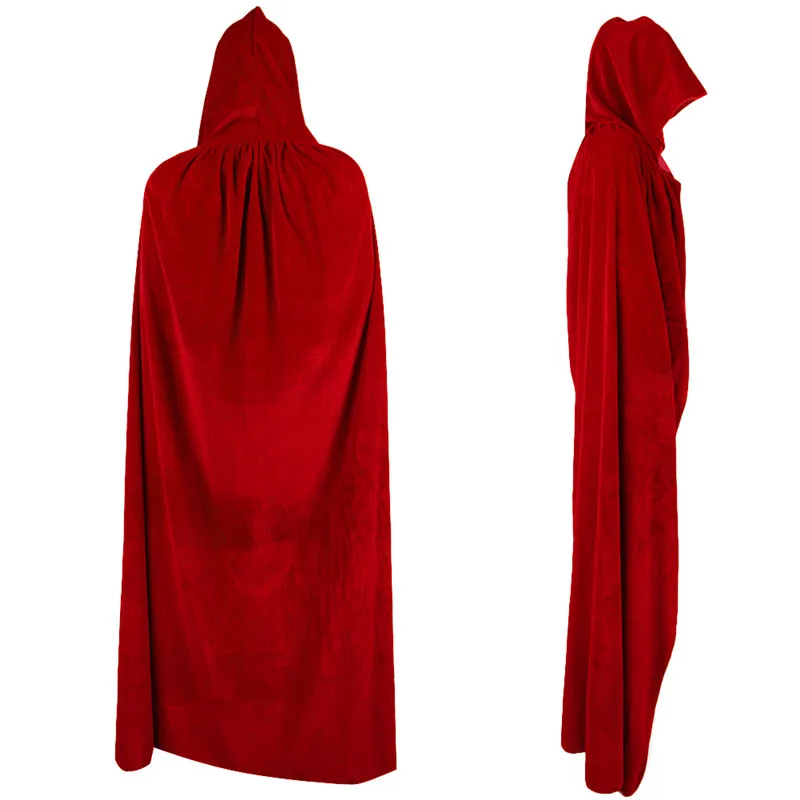 Nuovo 2021 New Halloween Witch Velvet mantello adulto con cappuccio Cape Wedding Costume Robe Party rosso