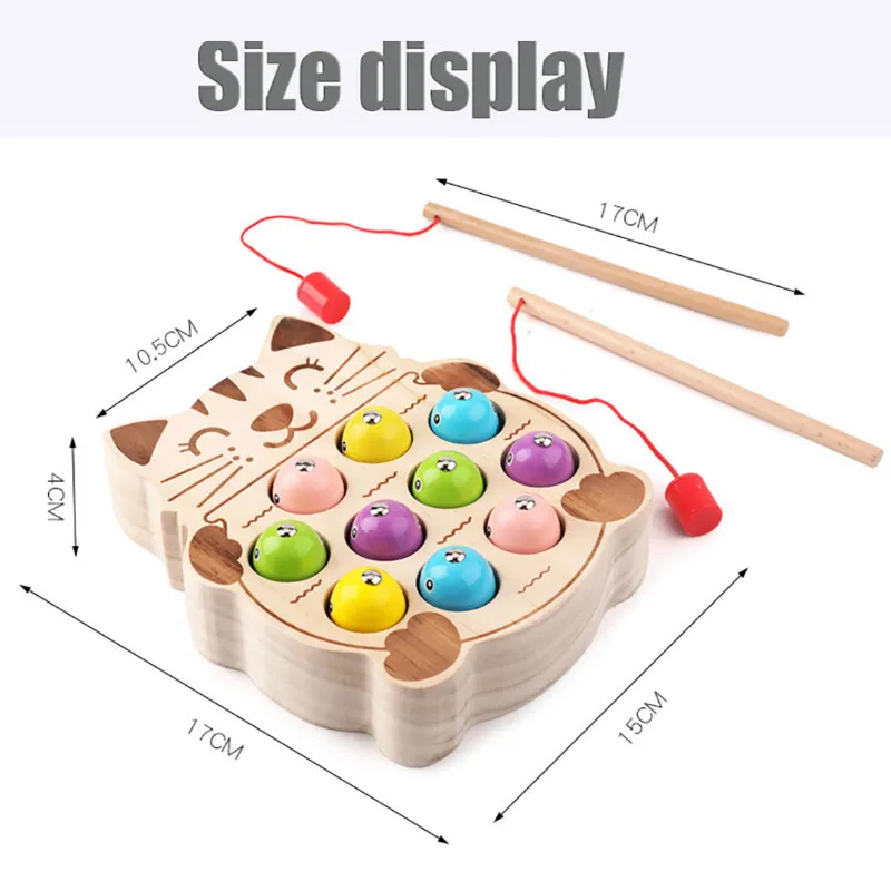 Дошкольные Деревянные игрушки Монтессори Магнитная рыболовная игра детская