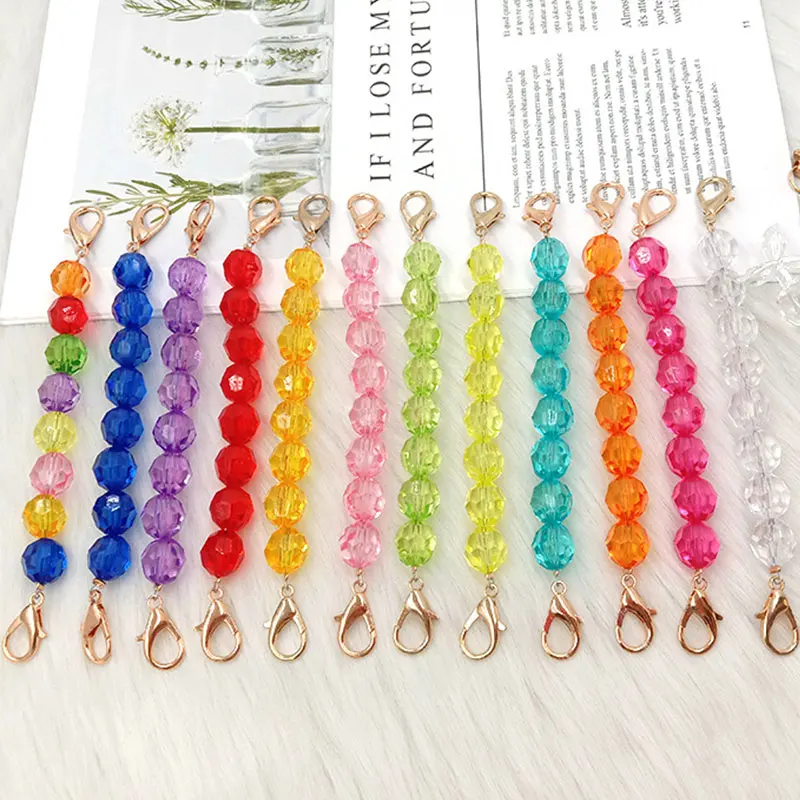 

Crystal Transparent Bead Chain Mobile Phone Case Chains Colorful Bag Accessories Trendy Decorative Accessories New Exquisite