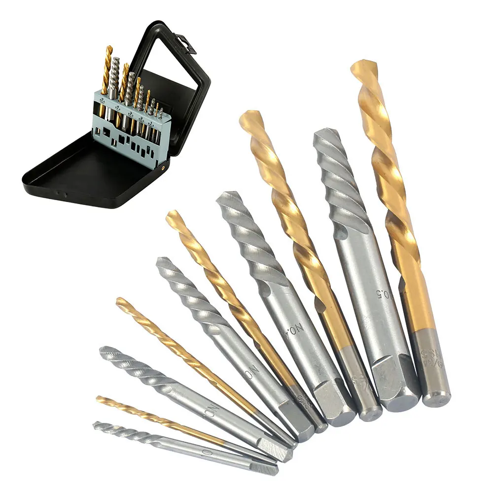 

New Cobalt Drill Bit Set Drill Bit Broken Bolt Damaged Screw Extractor Set with Metal Case Collect Tool Cobalt Drill Hand Tool
