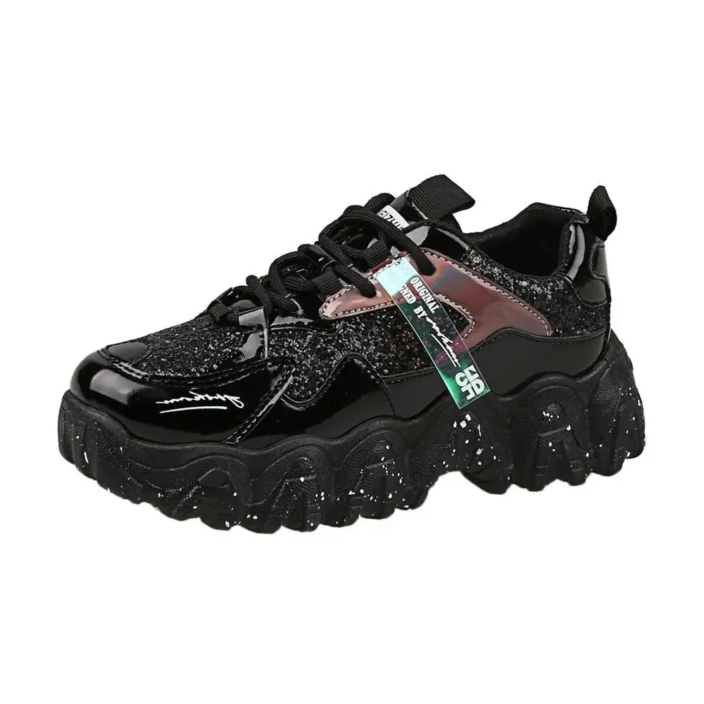 

Women Sneakers 2020 Colorful New Design 36-42 Red Black Silver Sport Personalized Lace up Casual Sport Platform Shoes