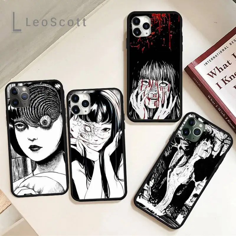 

Junji Ito Tees Horror Phone Cases for iPhone 11 12 pro XS MAX 8 7 6 6S Plus X 5S SE 2020 XR Soft silicone cover funda coque