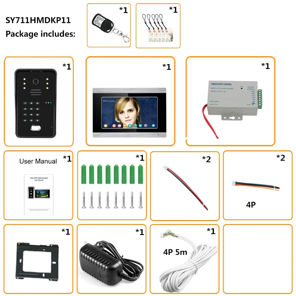 tuya wifi video intercom rfid video door phone system home intercom with 7inch screen support remote app unlocking recording free global shipping