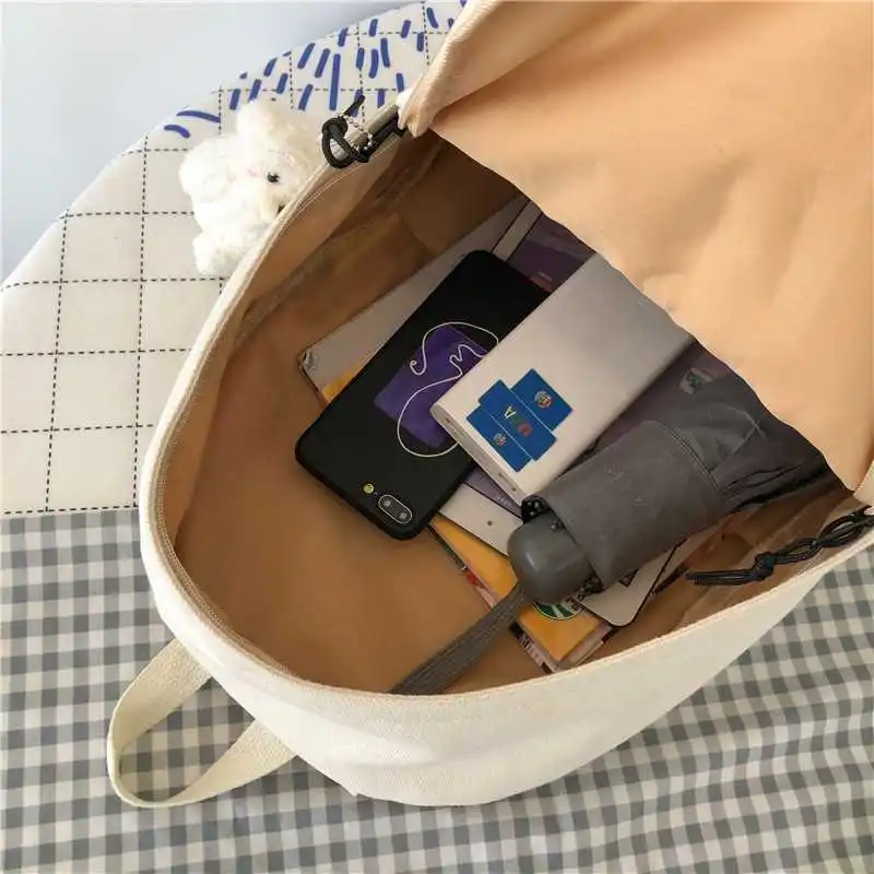 

Female Kawaii backpack nice school bags for teenage girls canvas trip bagpack