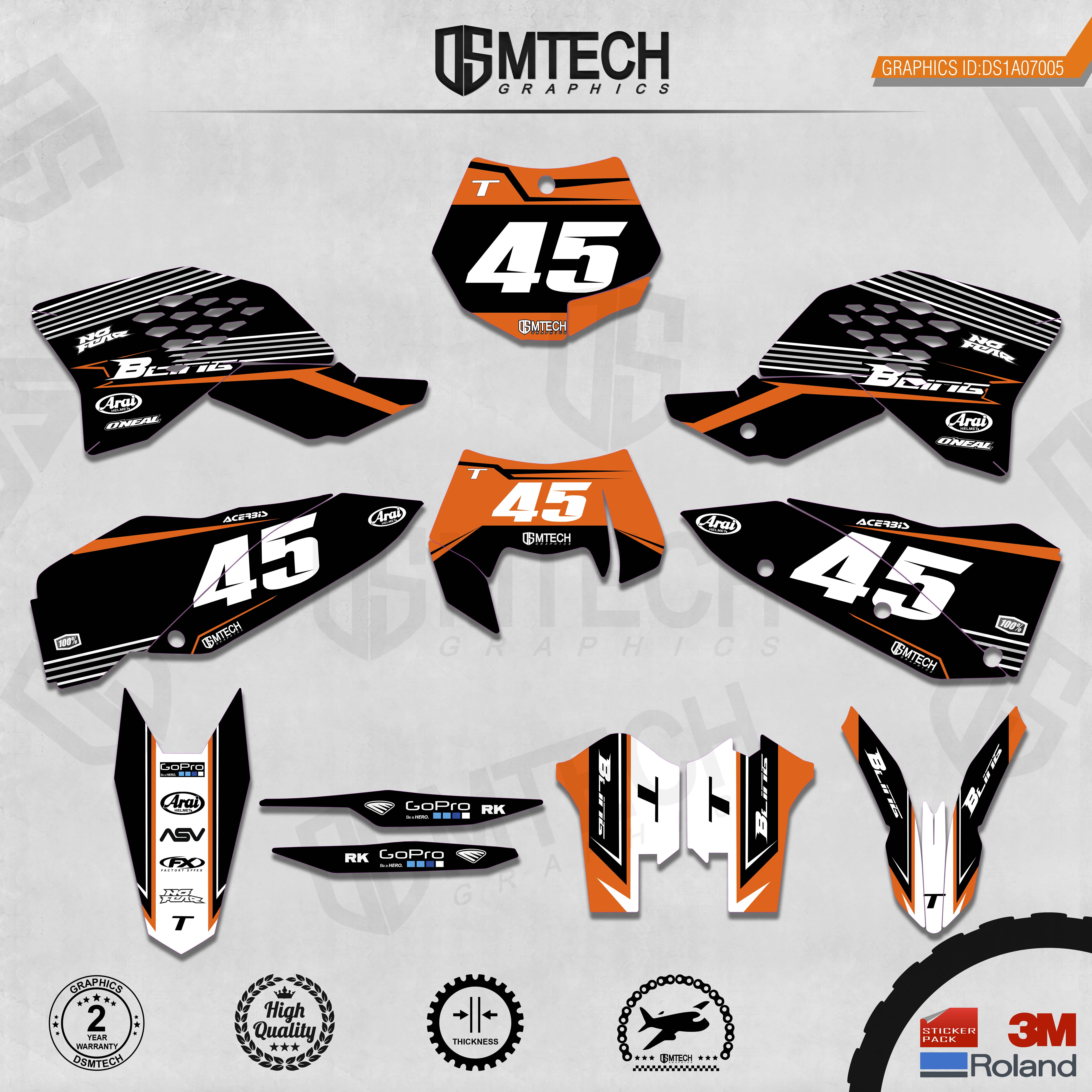 DSMTECH Customized Team Graphics Backgrounds Decals 3M Custom Stickers For 2007-2010 SXF  2008-2011 EXC  005