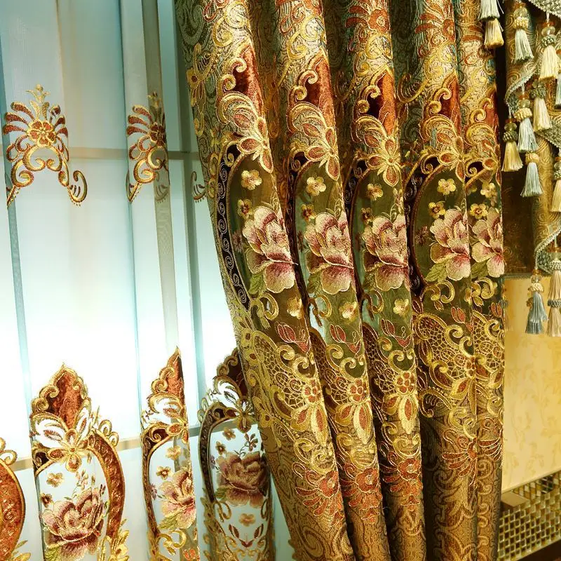 European American Luxury embroidered curtains for Bedroom Gold high quality Living Room Window curtain kitchen/Hotel | Дом и сад