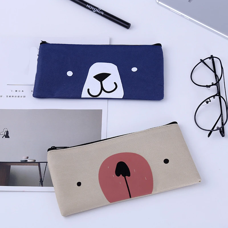 

Pencil Bag Creative Cat Cartoon Canvas Pencil Case Simple Zipper Large Capacity Makeup Bag Unisex High Quality 2020 New Arrival
