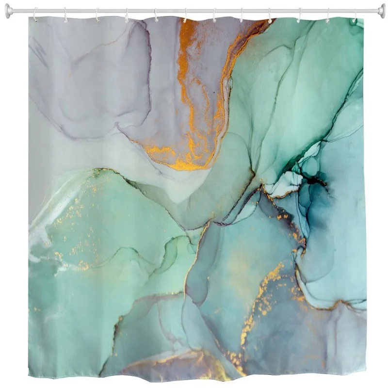 New Waterproof Shower Curtain with Hooks Polyester Geometric Marble Pattern Printed Bath for Bathroom Screen Home Decor |