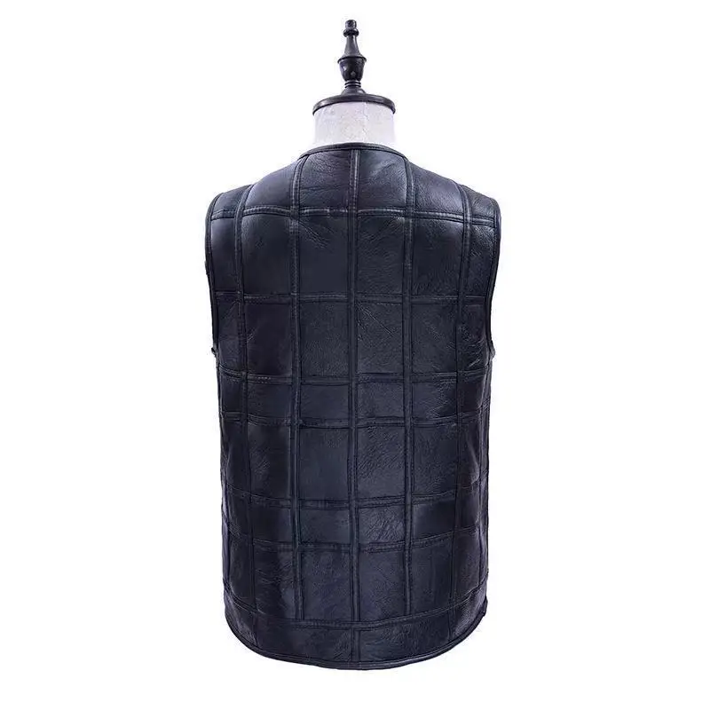 Autumn winter men vest wool fur sheepskin middle-aged and elderly vests warm