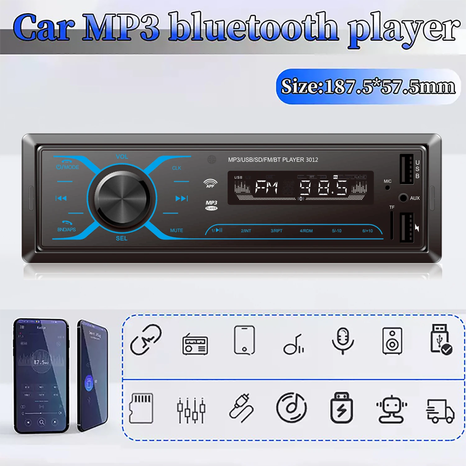 

Touch screen Autoradio 1 din Car Radio Bluetooth Stereo Audio FM Receiver USB SD AUX MP3 Multimedia Player Auto Electronics 2020