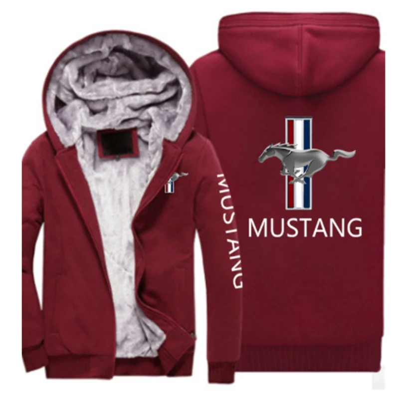 

2021 NEW Mustang Men Custom Comfortable Coat Leisure Zipper Hoodie Winter Plus Velvet Thicken Jacket