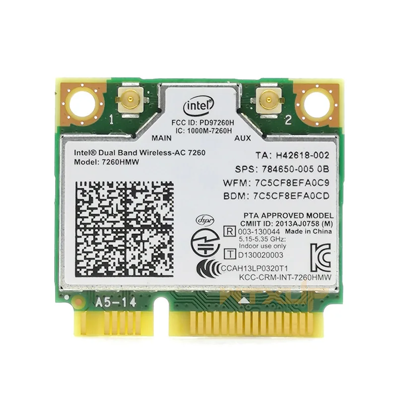 Двухдиапазонный Беспроводной адаптер 7260 Intel 7260AC 7260HMW 2 4 и 5G 867 Мбит/с BT4.0 мини PCIe Wi Fi