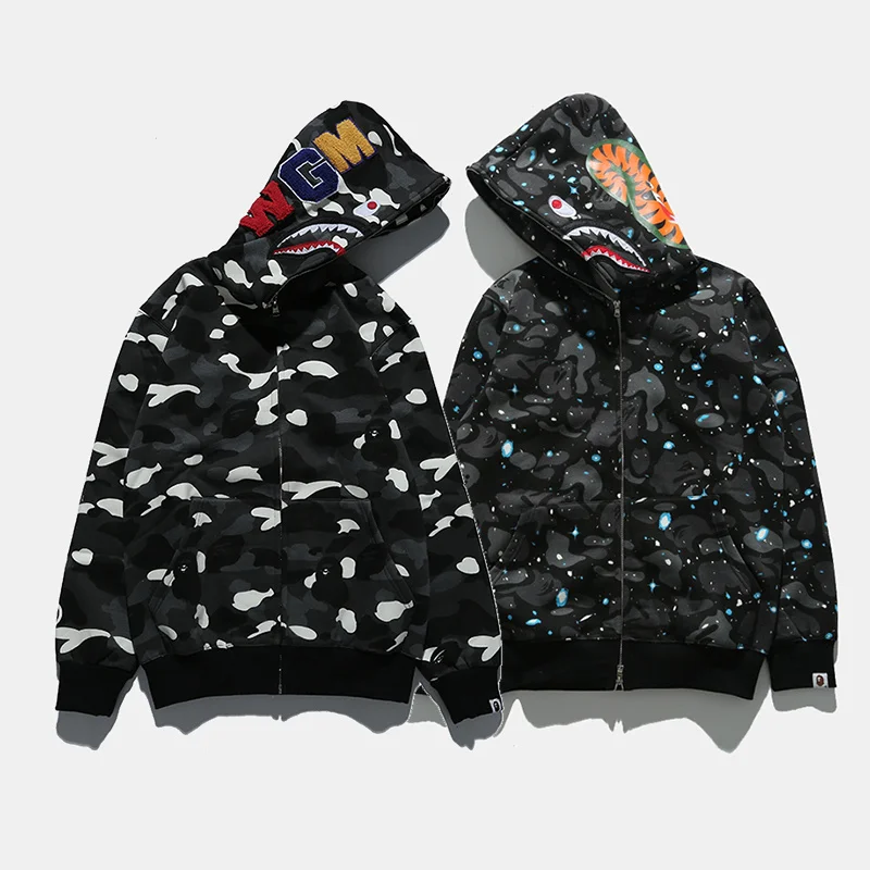 

Tide BAPE Brand Shark Head Luminous Series Sweatshirt Starry Sky & Spots M~2XL