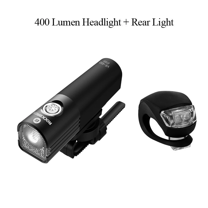 400 lumen group 4 ROCKBROS 400LM велосипедный светильник, головной светильник, велосипедный руль, передняя лампа MTB Rode Cycling, USB Перезаряжаемый флэш-светильник, безопасный задний светильник - Цвет: 400 lumen group 4