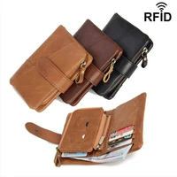 genuine leather front pocket trifold wallet