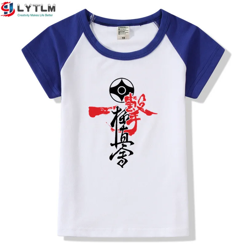 LYTLM Kyokushin карате футболки детская одежда футболка для мальчиков подарок Гонг-фу детские топы летний топ с короткими рукавами Koszulki - Цвет: DX Raglan Blue