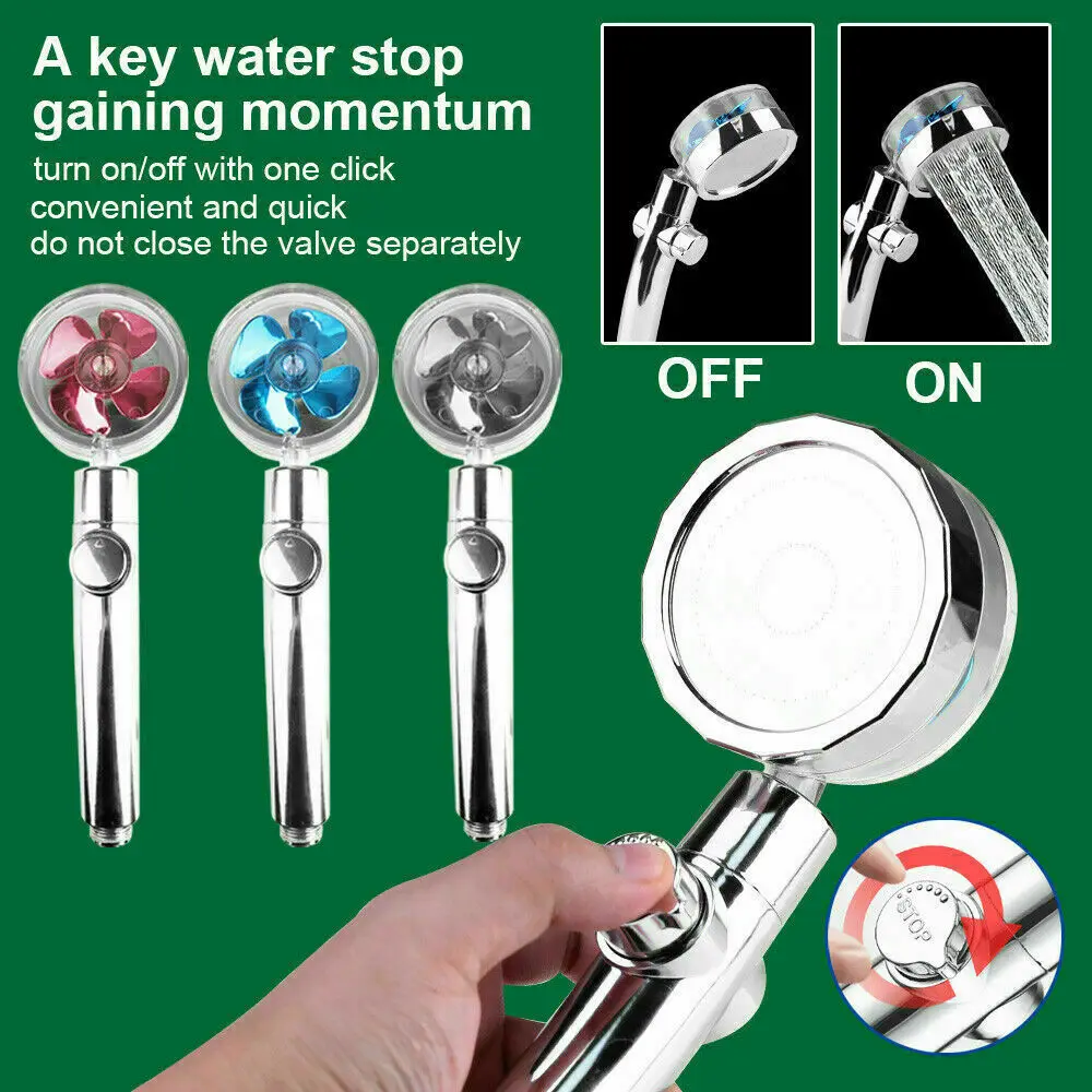 

High Pressure Shower Head Turbocharged Water Saving Sprayer Head with Filter 360 Ratation Universal Fitting Shower Accessories