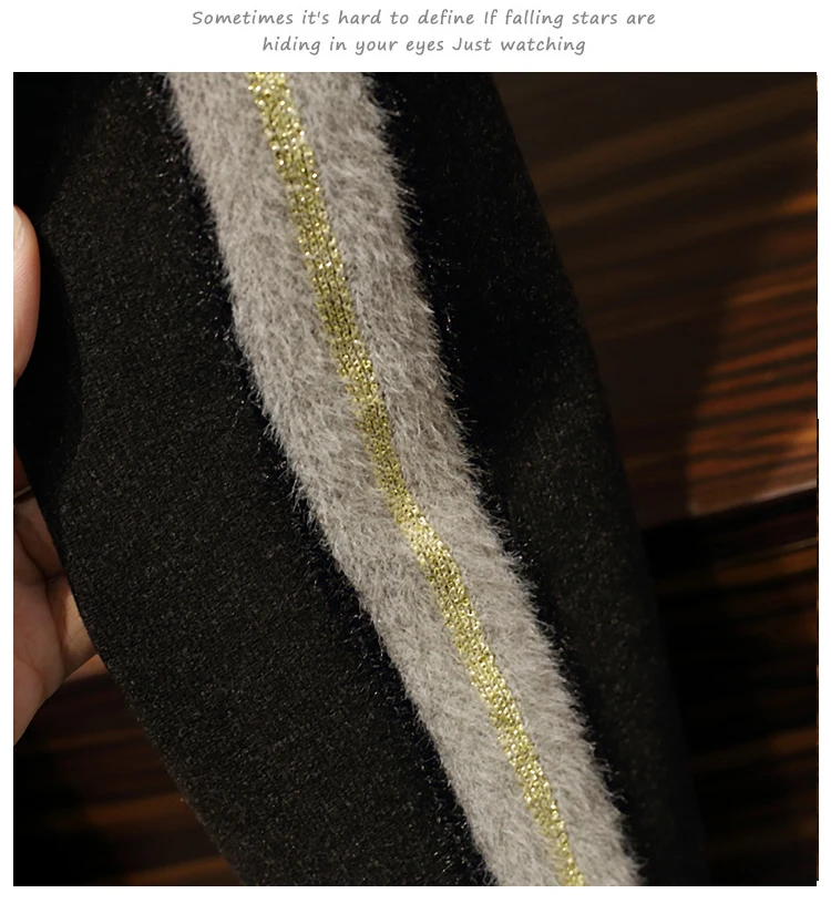 

CBAFU autumn winter two piece set women knitted suit plus size long sleeve striped sweater elastic warm pants outfits 5XL M057