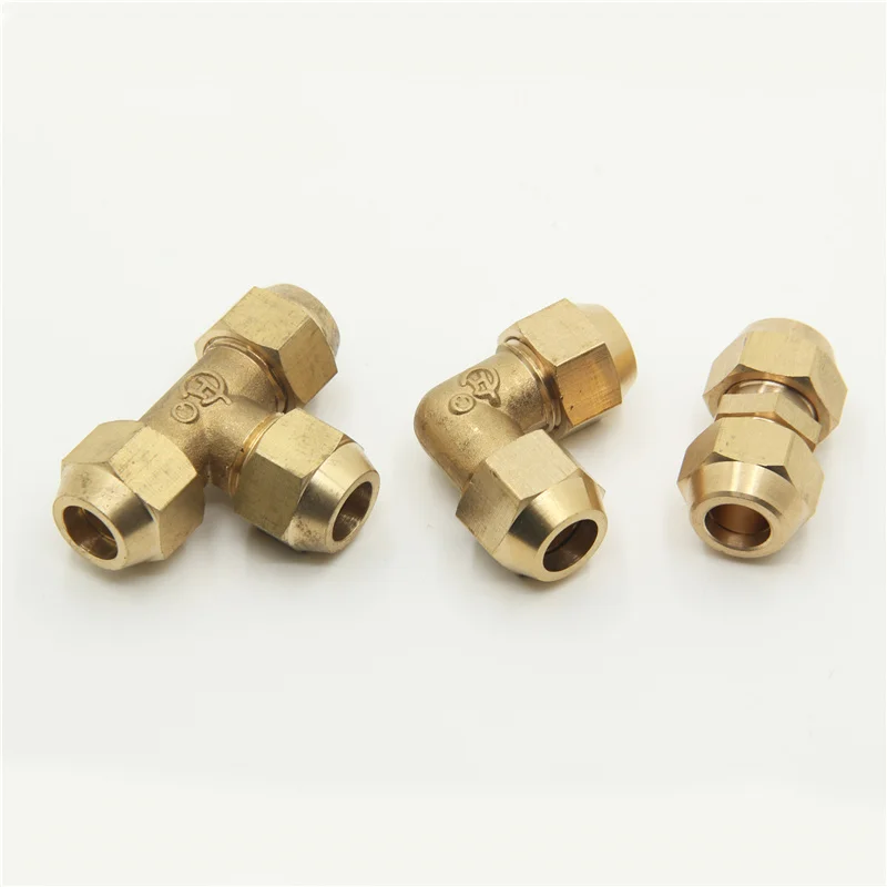 Flared copper pipe fittings Tube OD 6/8/10/12/14/16/19mm Brass Connector Fitting Copper flared fittings
