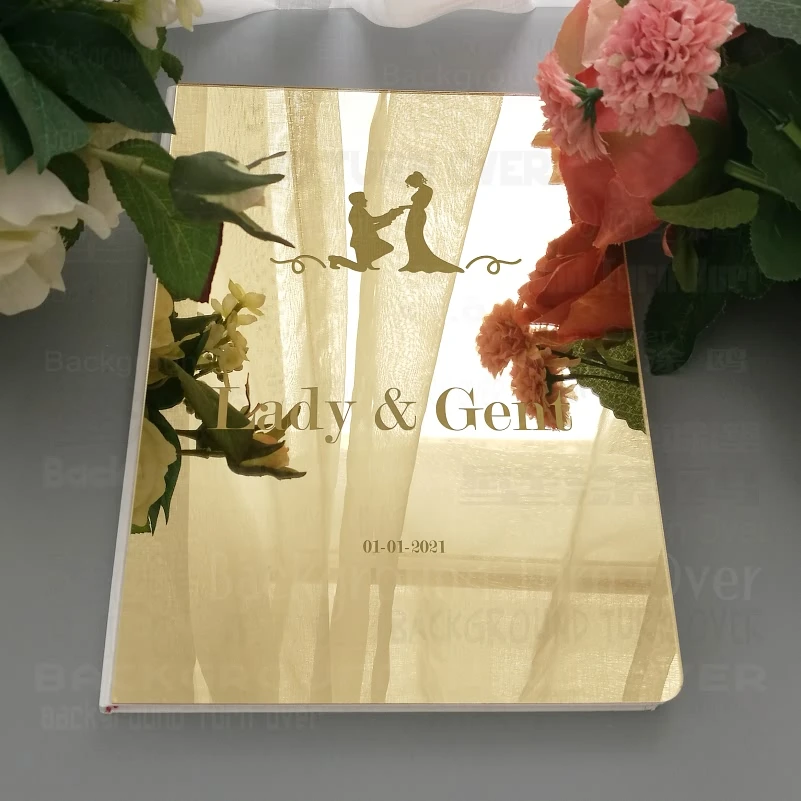 

Guest Book Wedding Personalized Signature Decor Custom Mirror Party White Names Date Engrave Carve Blank Favor Customized G019