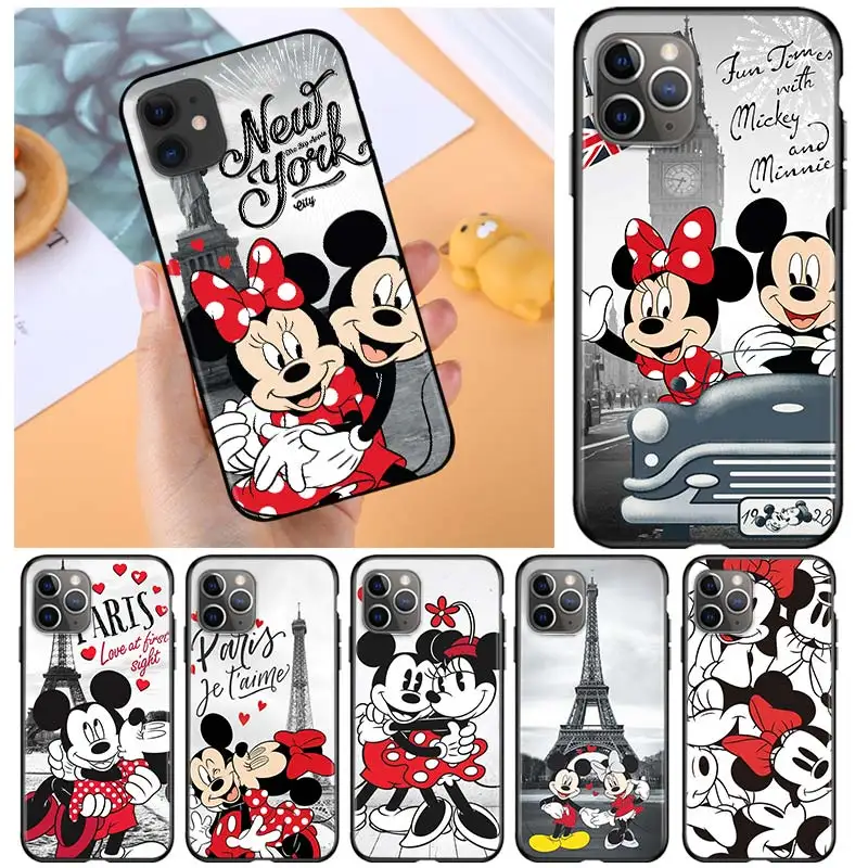 

Mickey Minnie in London for Apple iPhone 12 Pro Max Mini 11 Pro XS Max X XR 6S 6 7 8 Plus 5S SE2020 Soft Black Phone Case