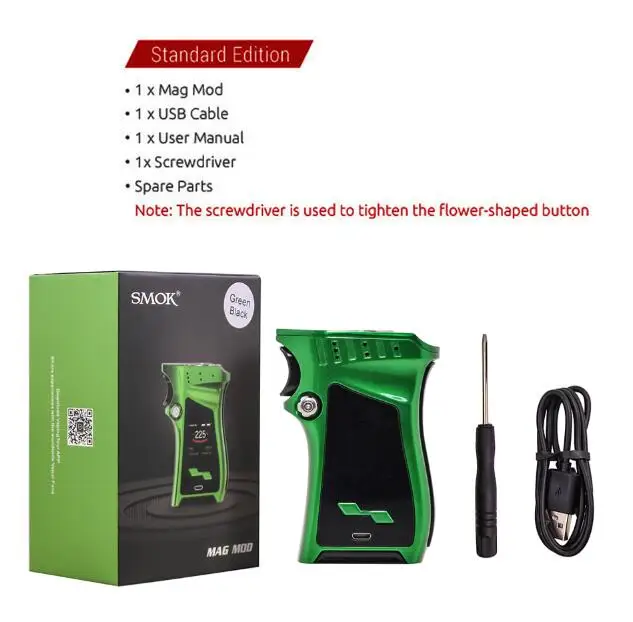 Green Black Mod SMOK Mag Box Mod 225 Вт правый вейп электронная сигарета для атомайзера TFV12 PRINCE Tank V12 Prince испаритель катушка - Цвет: Green Black Mod