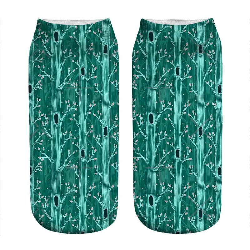 

2021 Women's socks kawaii green Emerald forest Printed Socks Women harajuku Happy Funny Novelty cute girl gift Socks for women