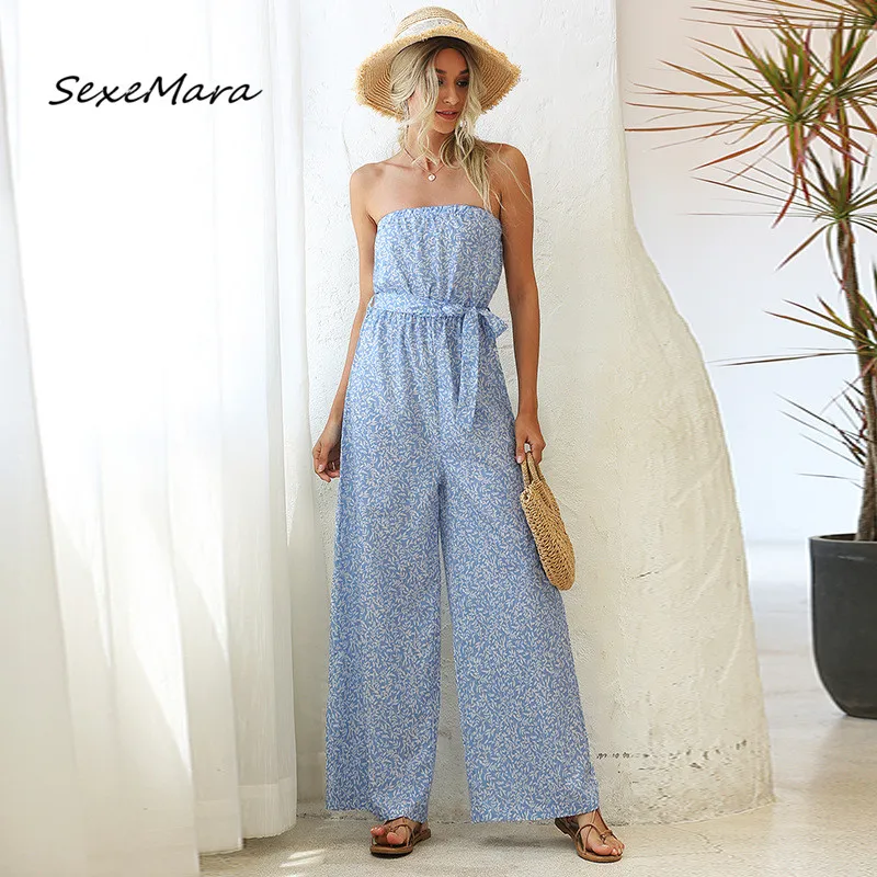 

Plus Size Jumpsuits Sleeveless Print Bohemian Sexy 2020 Summer Women Jumpsuit