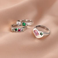 loving heart rings sterling silver 925 for women pink cubic zirconia green stars comfort fit ring open adjustable eternity