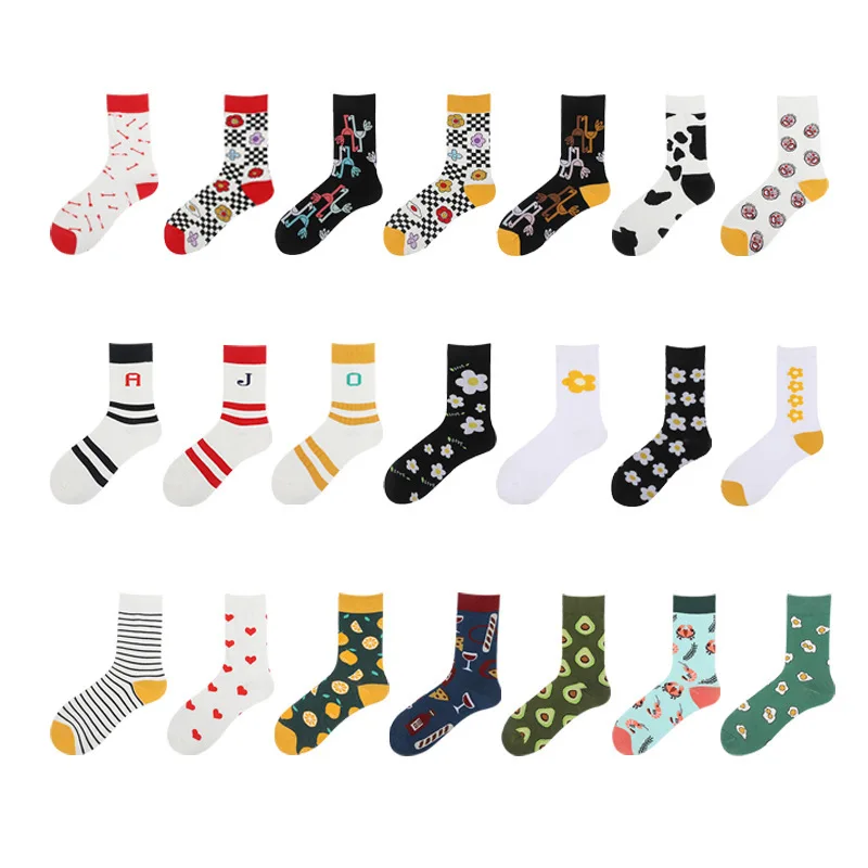 

hip hop street style couple socks striped slouch kawaii flamingo cow print socken cute funny winter women skateboard skarpetki