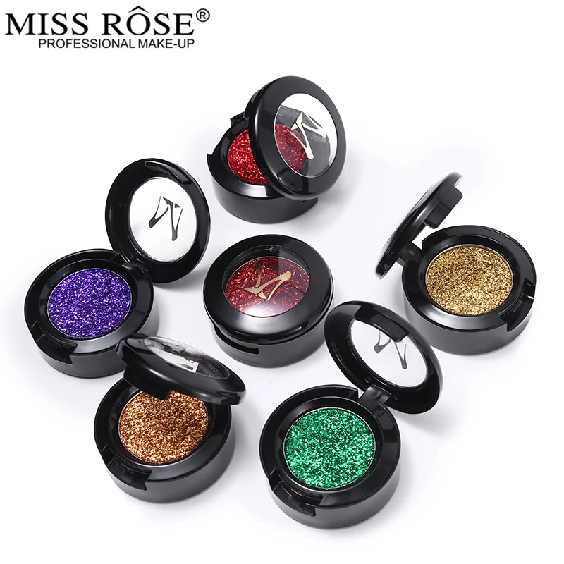 Miss Rose прессованные блестящие тени для век Палитра одного цвета Металлик Радуга