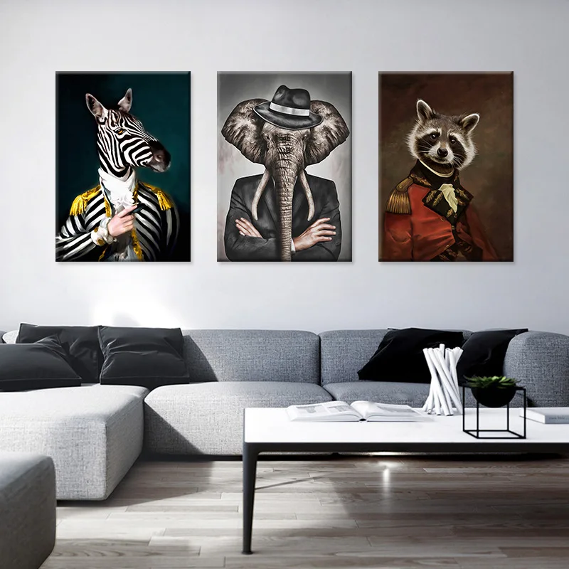 Черно-белая классическая лошадь слон жираф лев стена искусственное животное в