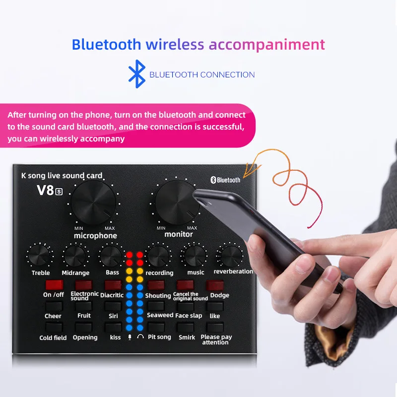 Внешняя звуковая карта V8S Bluetooth-гарнитура с микрофоном и подключением к сети для
