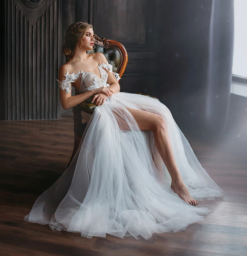 SSYFashion, новинка, белое кружевное вечернее платье, сексуальное, глубокий v-образный вырез, открытая спина, Lllusion, аппликация, длинное, официальное, выпускное платье, Vestido De Noiva