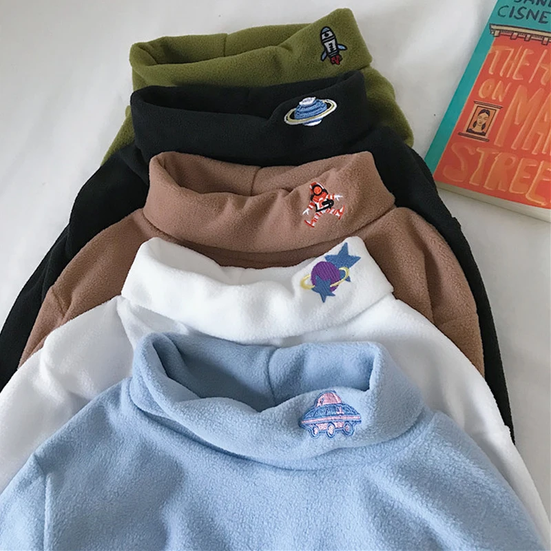 Новинка зимние модные женские футболки с вышивкой для колледжа воротником