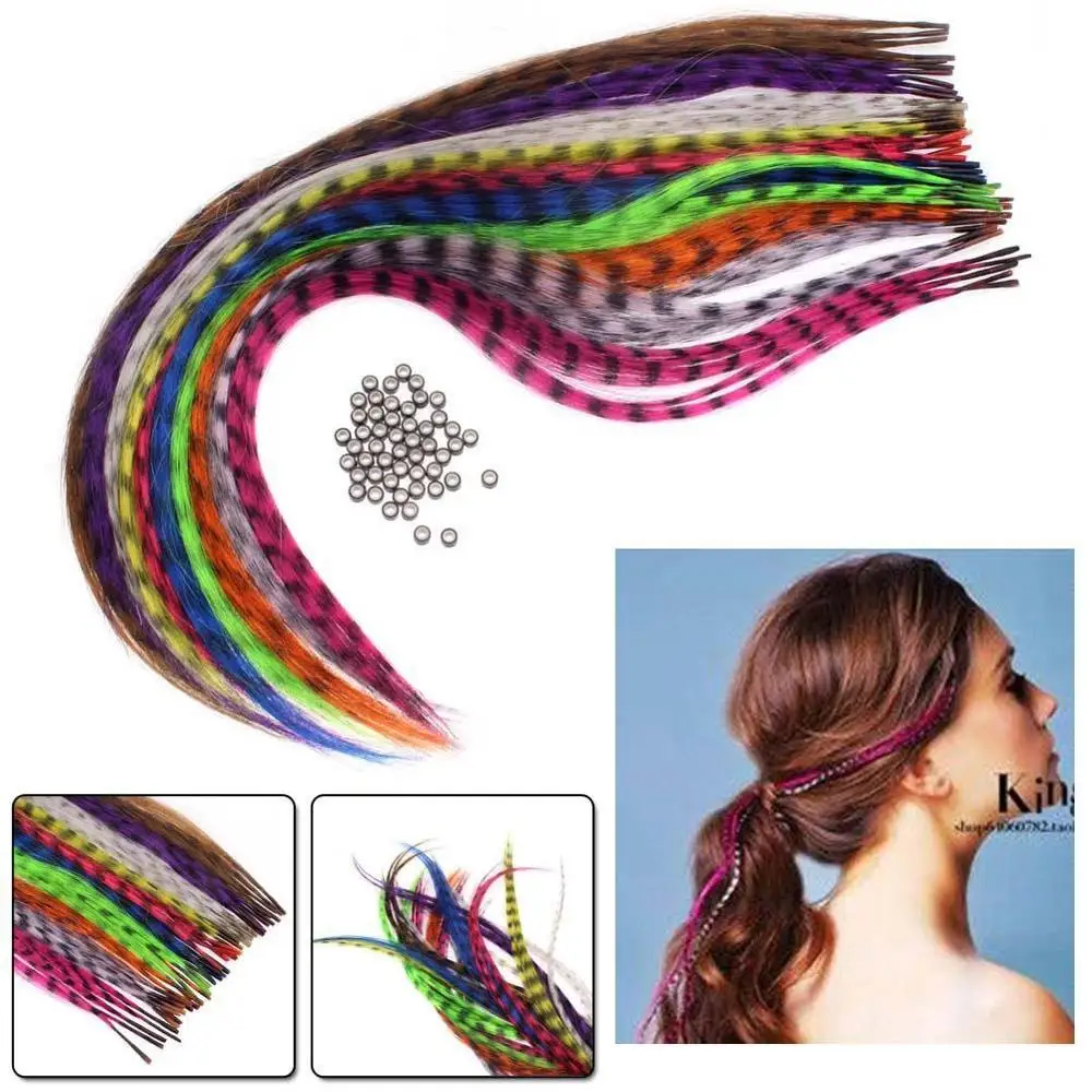 10 шт. разноцветные синтетические накладные волосы 16 дюймов|feathers for hair|feather