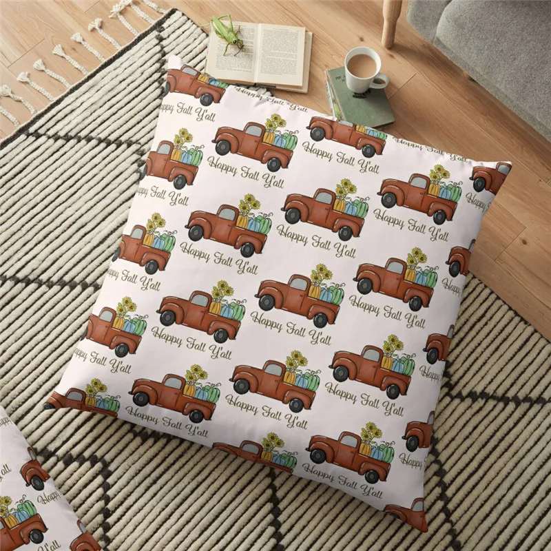 

Merry christmas Cushion Cover fall pumpkin truck Printed 45*45cm Christmas Pillowcase Gifts Xmas Cushion Decorative for home