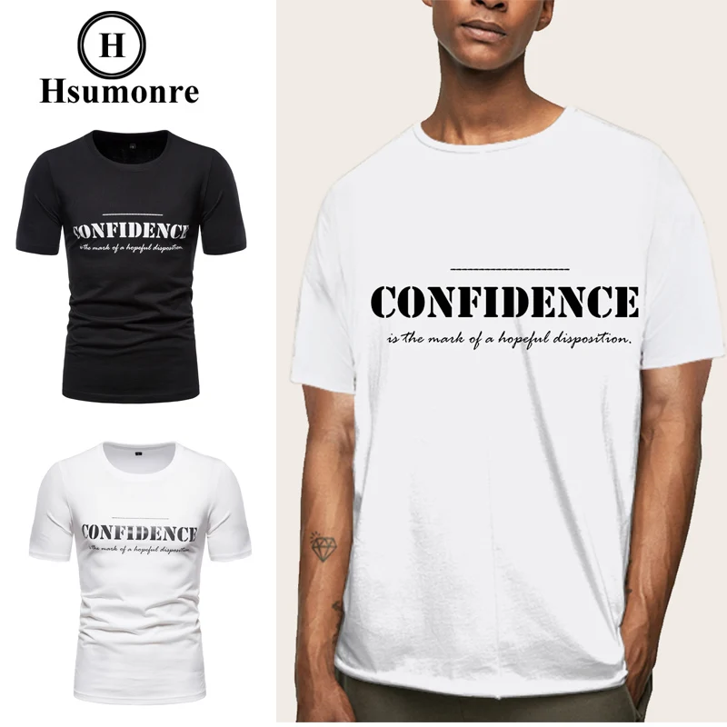 

Футболка мужская с надписью, повседневная хлопковая рубашка с круглым вырезом и коротким рукавом, в стиле хип-хоп, забавная с уверенностью в...