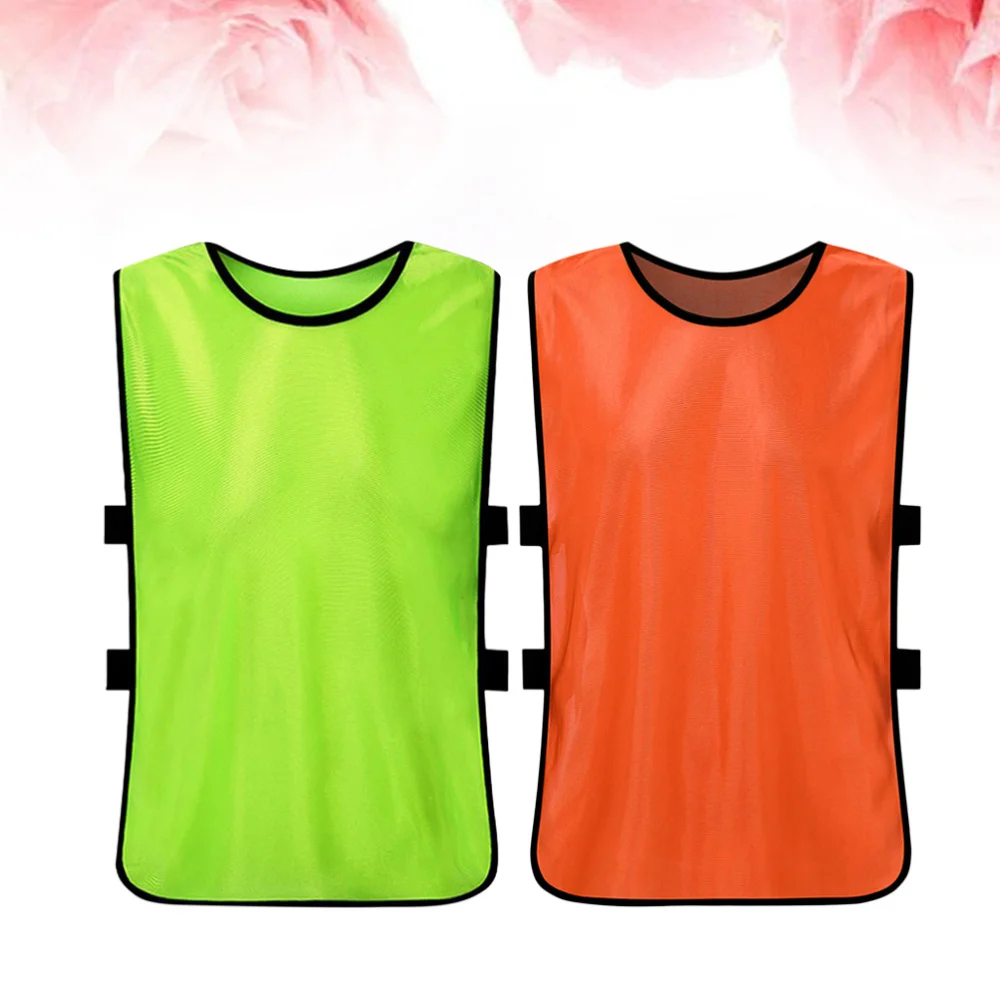 

2Pcs Football Training Vest Quickly-Dry Game Waistcoat Training Vest Clothes Size XXS (Orange, Fluorescent Green)