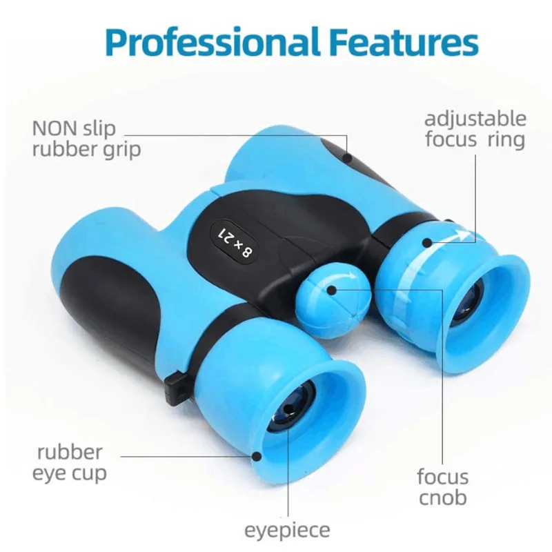 

8X21 Binoculars Telescope Children Colorful Telescope Fixed Zoom Anti-Skid Portable Field Gles Gifts
