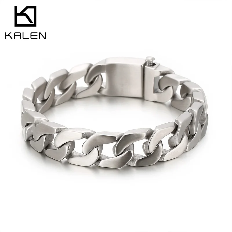 

Kalen Brushed 14mm High Quality Stainless Steel Men's Bracelet Simple O-chain Accessories Assembly Jewelry