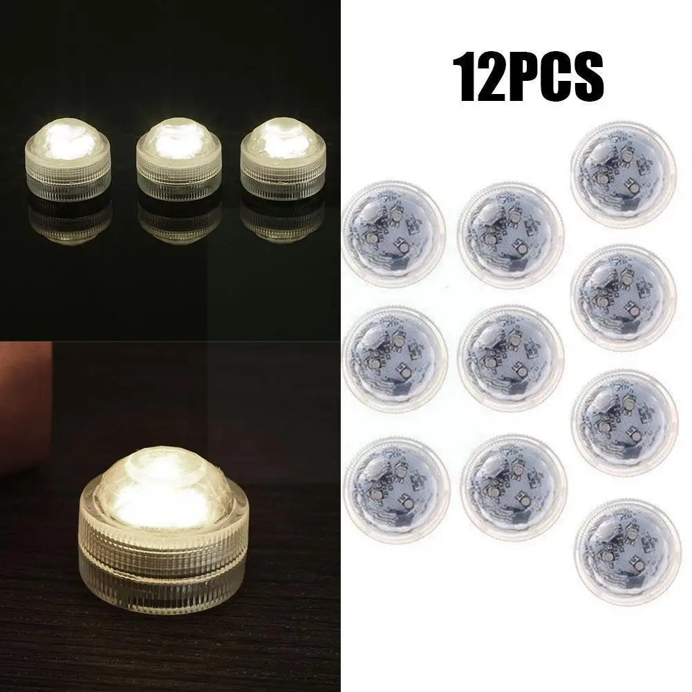 

12pcs Mini Rgb Led Light Bulb Button Battery Round Submersible Candle Lights Underwater Bulb Lamps Waterproof Lamp V0x0