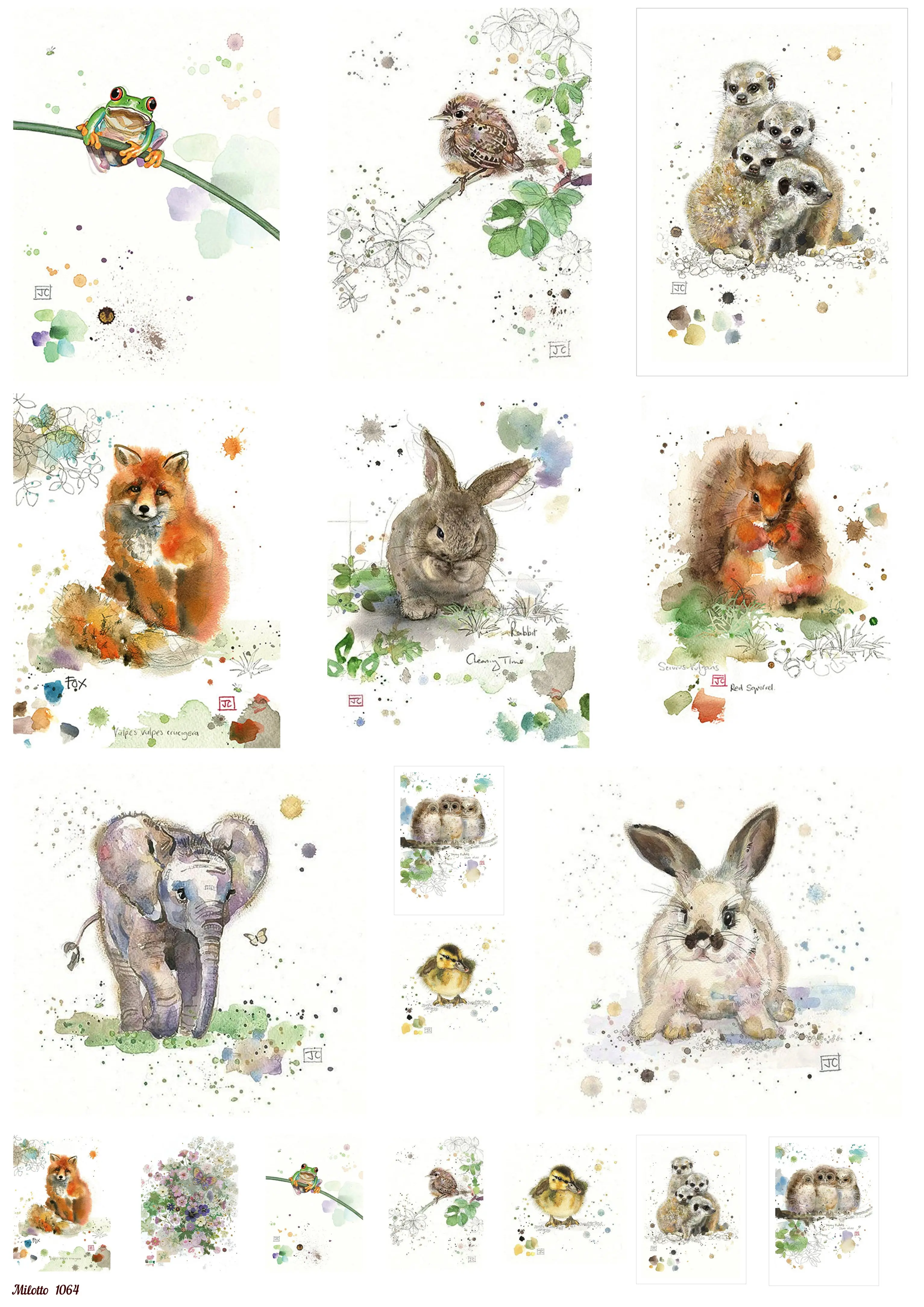 Рисовая бумага для декупажа карта салфетка А4 тонкая 1064 животные заяц слон лиса